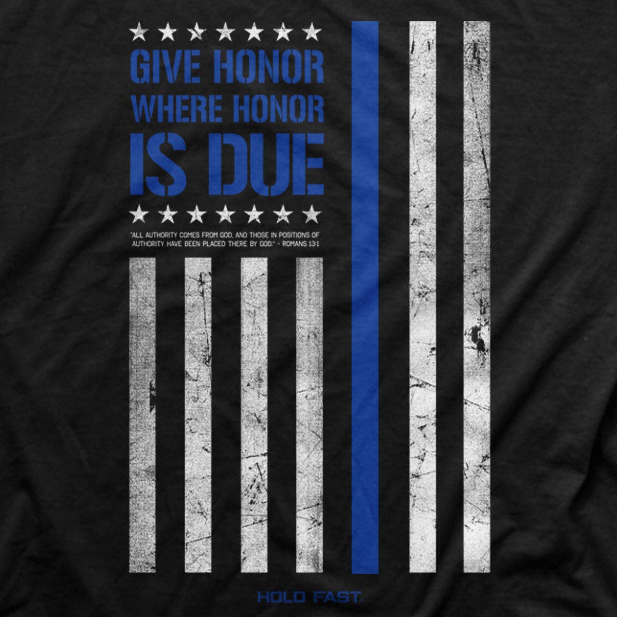 HOLD FAST Mens T-Shirt Police Flag: Black