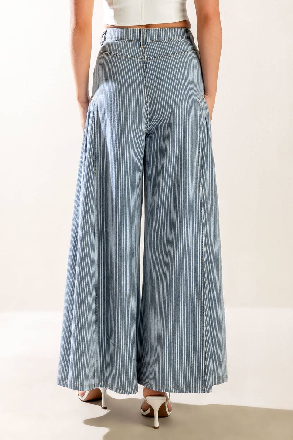 Striped Washed Denim Pant