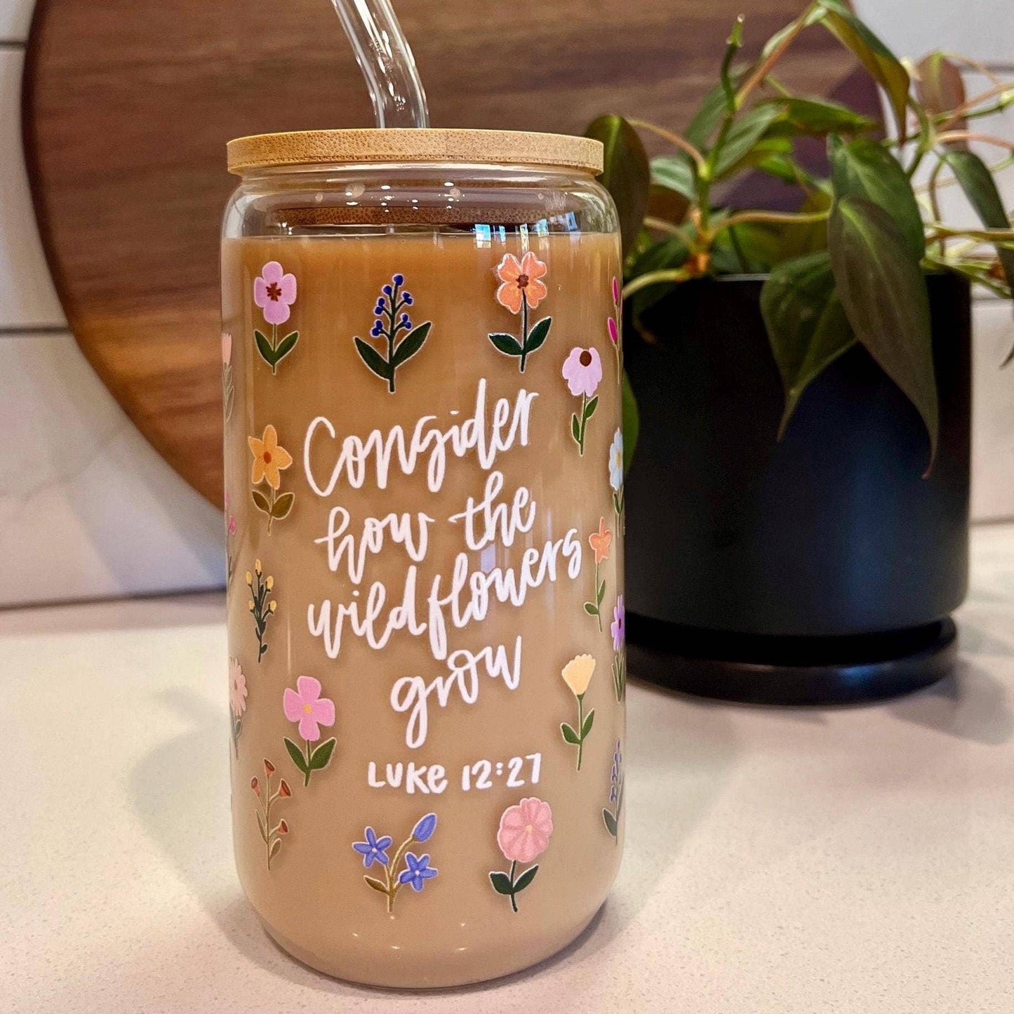 Consider the Wildflowers Glass Cup