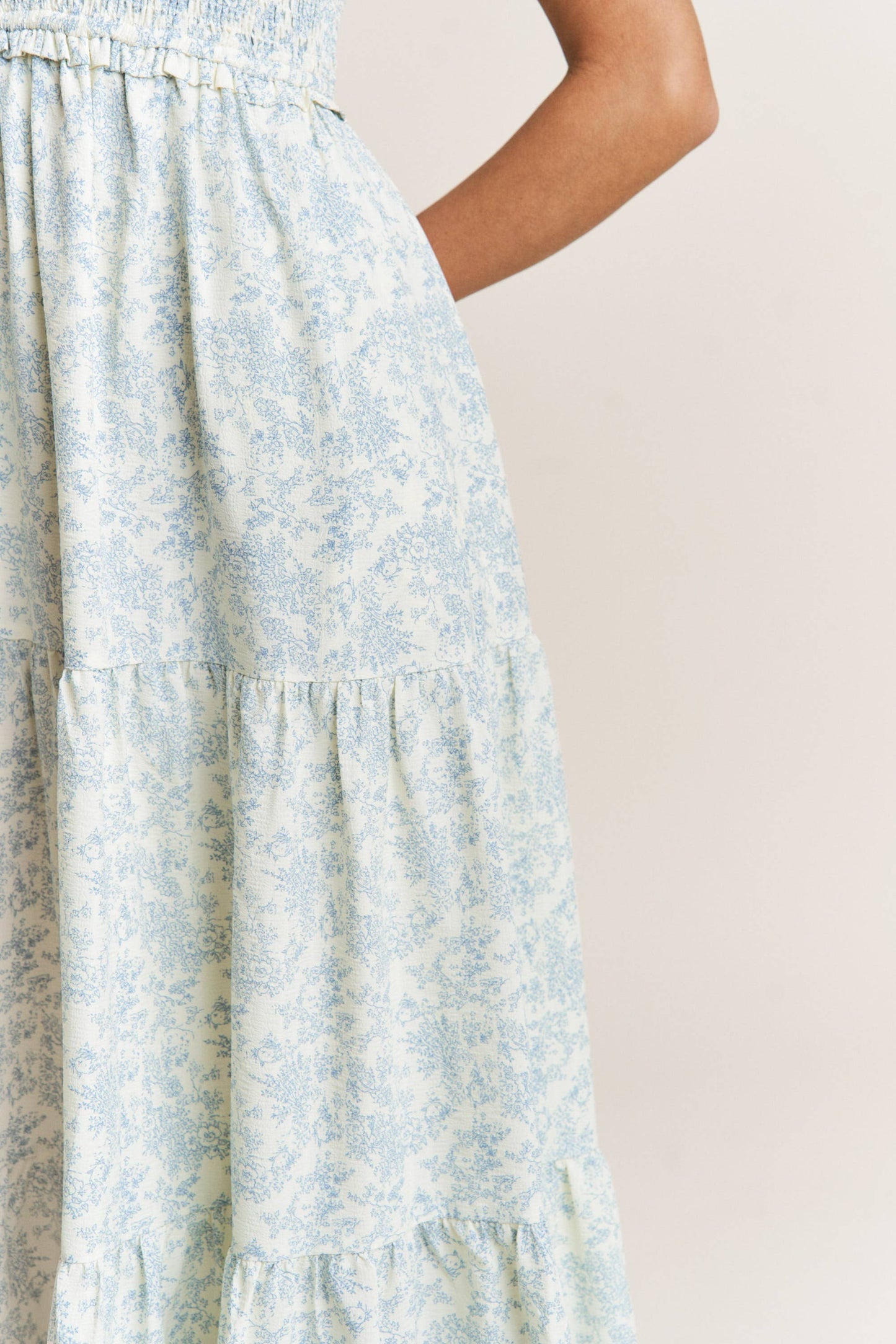 FLORAL PRINT EMPIRE NECKLINE MAXI DRESS