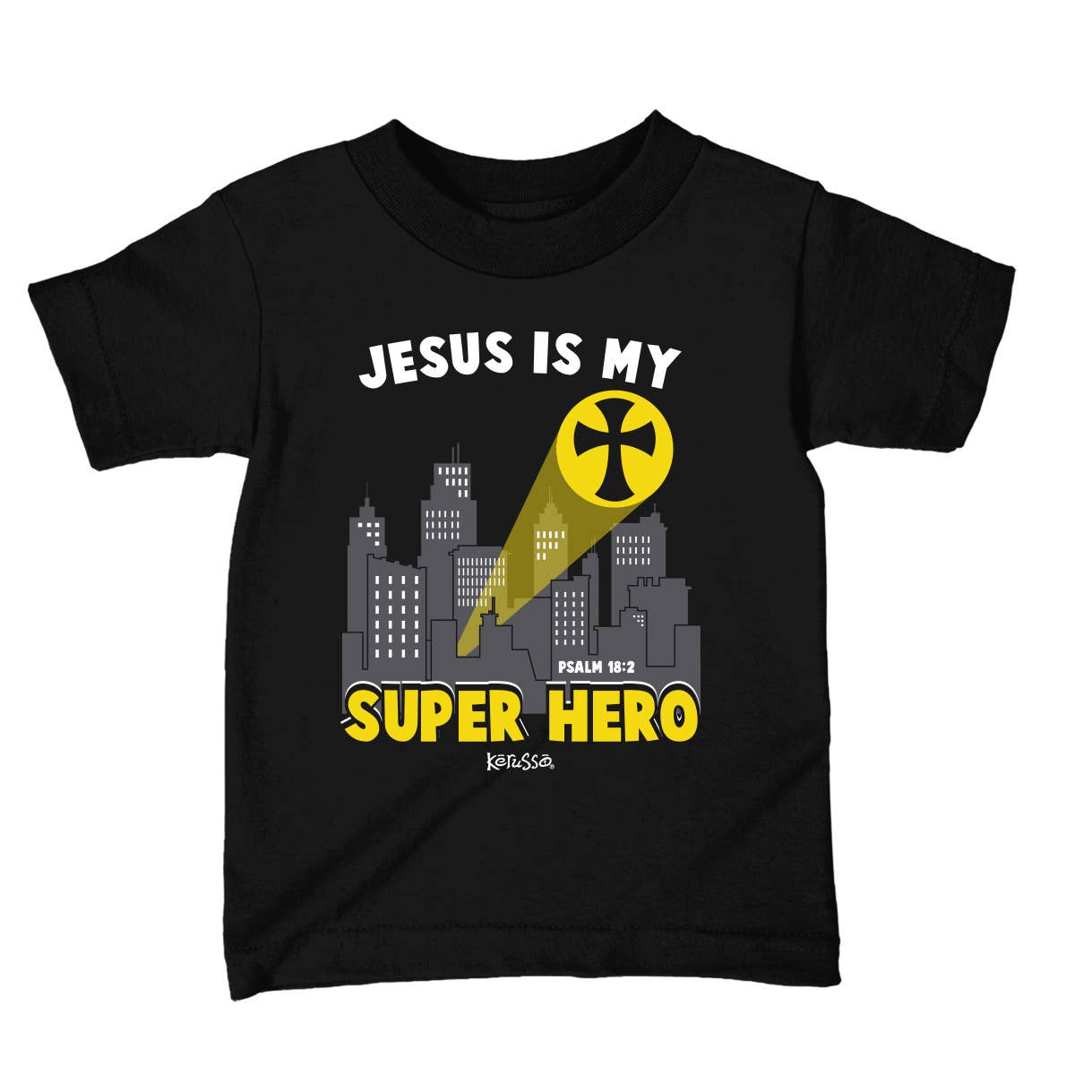 Kids T-Shirt Jesus Super Hero: Black