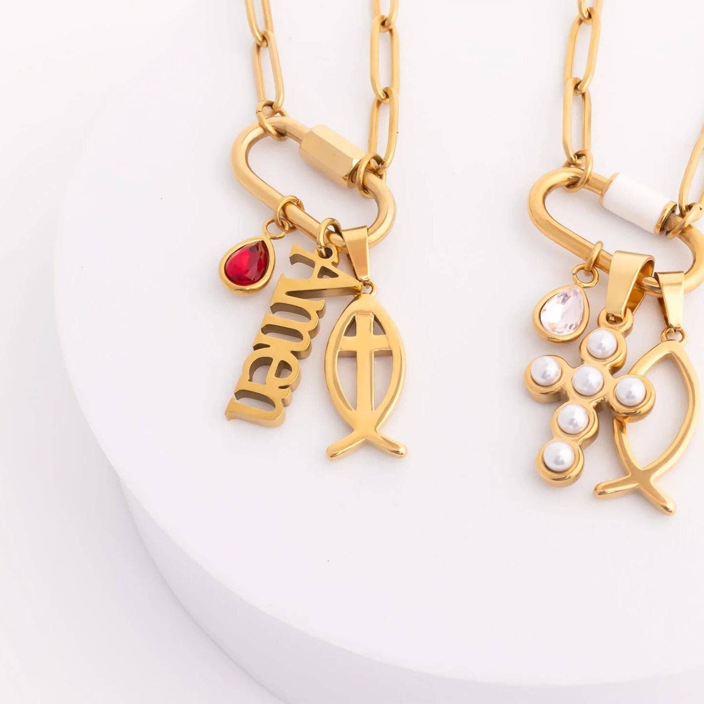 18K Gold PVD Stainless Steel Amen Word Charm