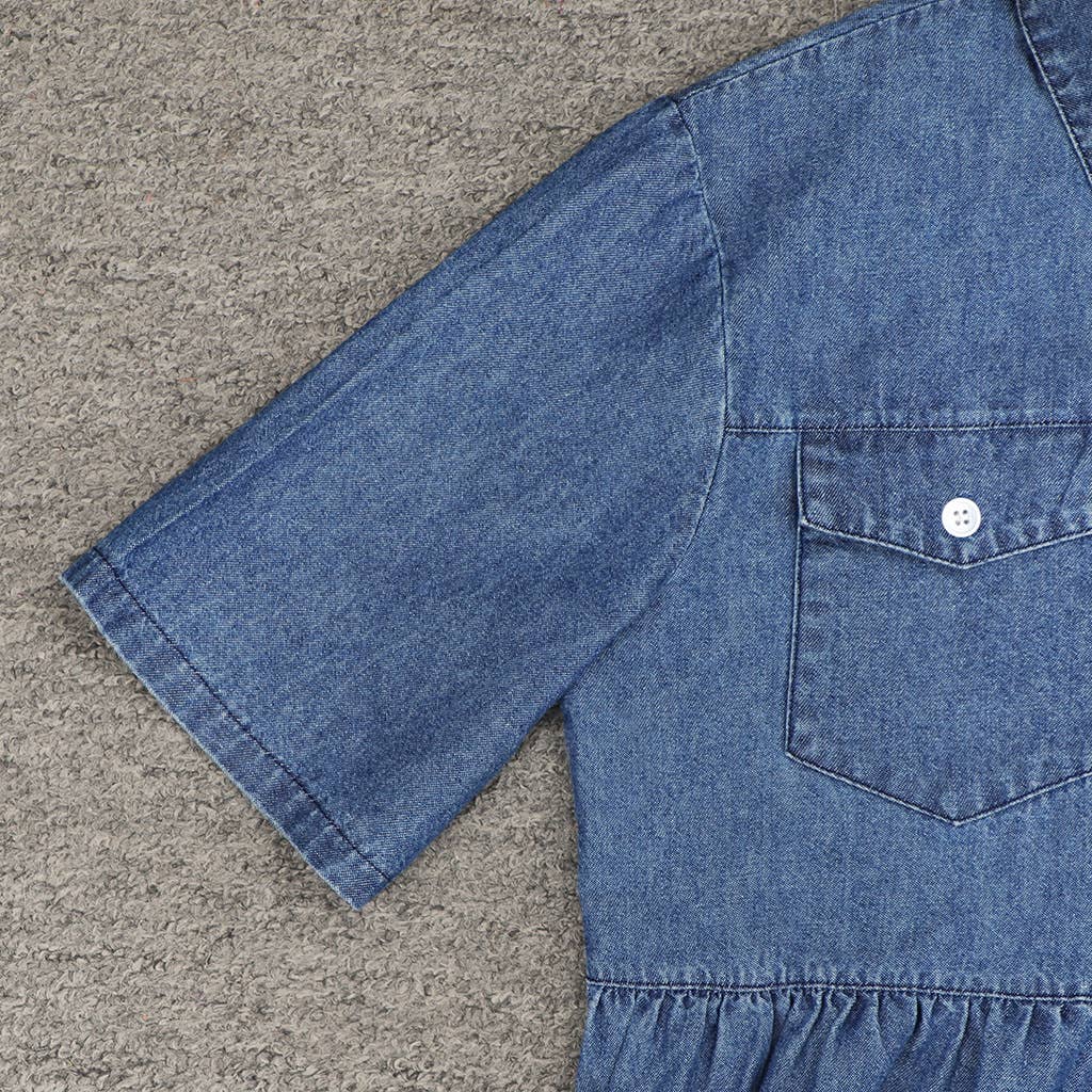 Women's Long Denim Dress with Button Front