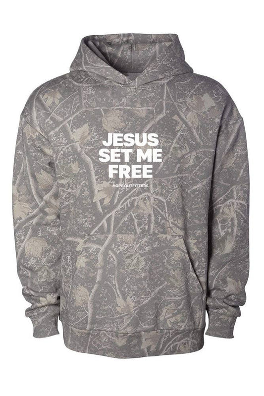 Premium Graphic Hoodie | Camo Jesus Set Me Free: 2XL