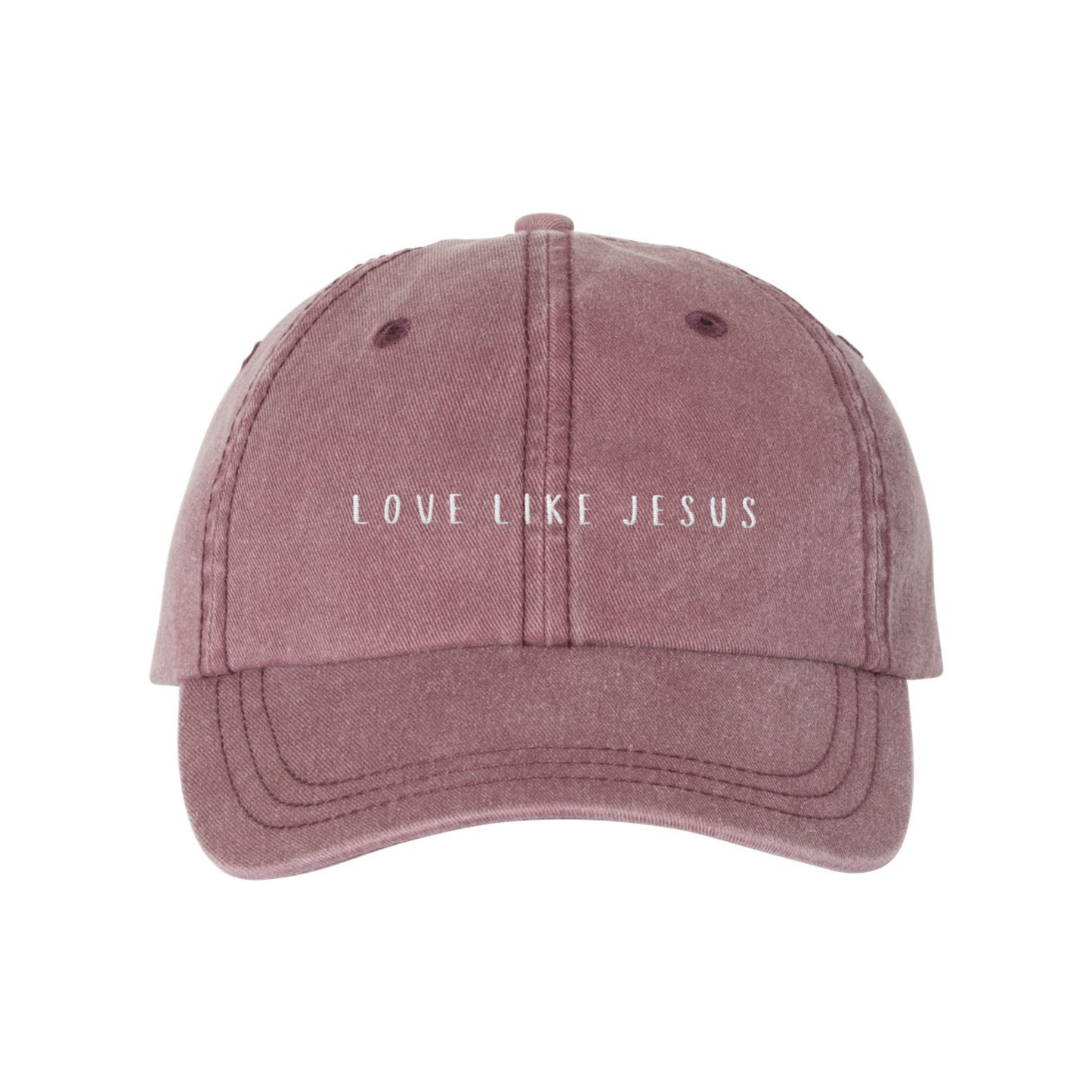 Love Like Jesus Embroidered Baseball Cap, Christian Ball Hat: Maroon