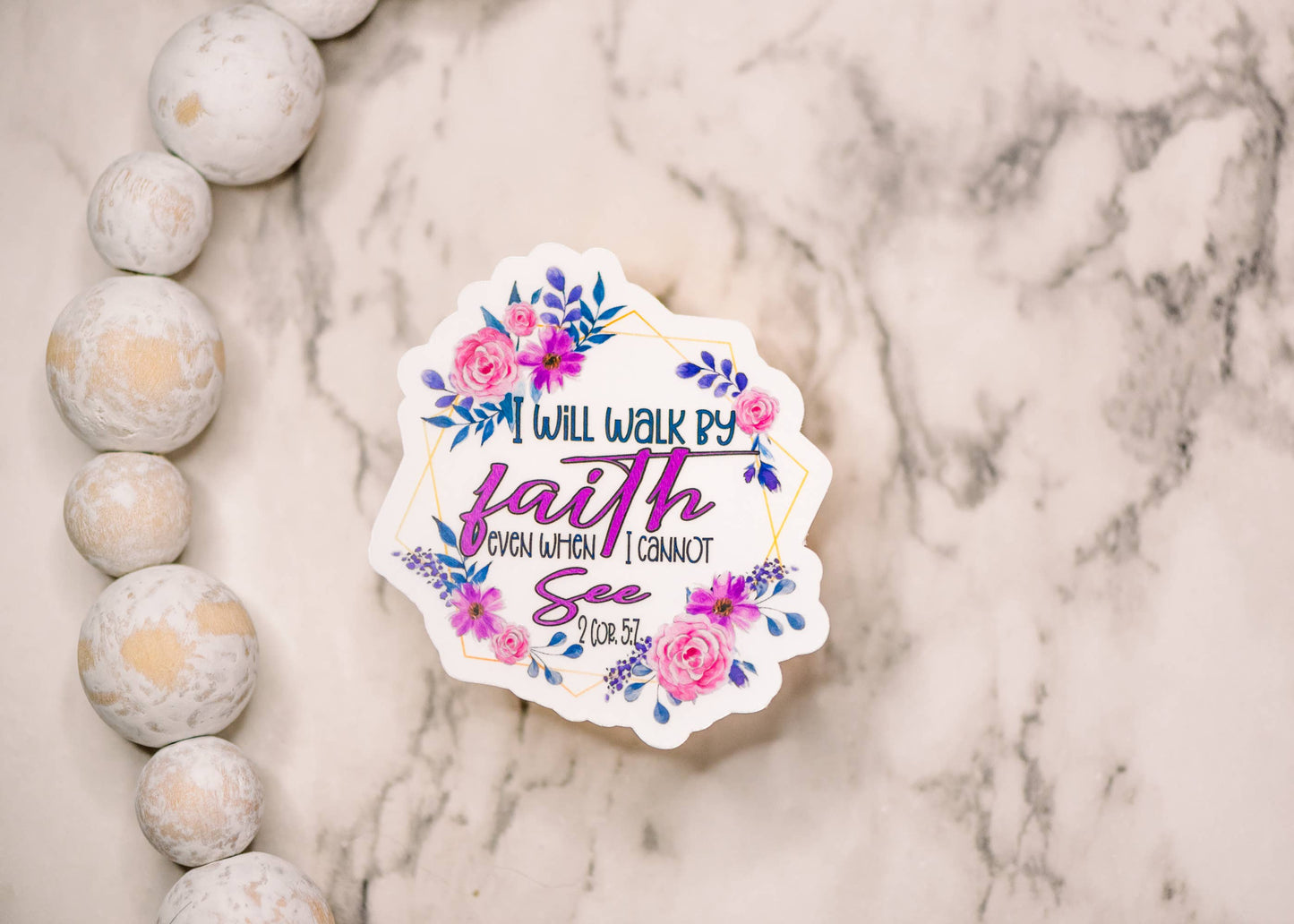 I Will Walk By Faith Christian, Clear Sticker 3x3 in.