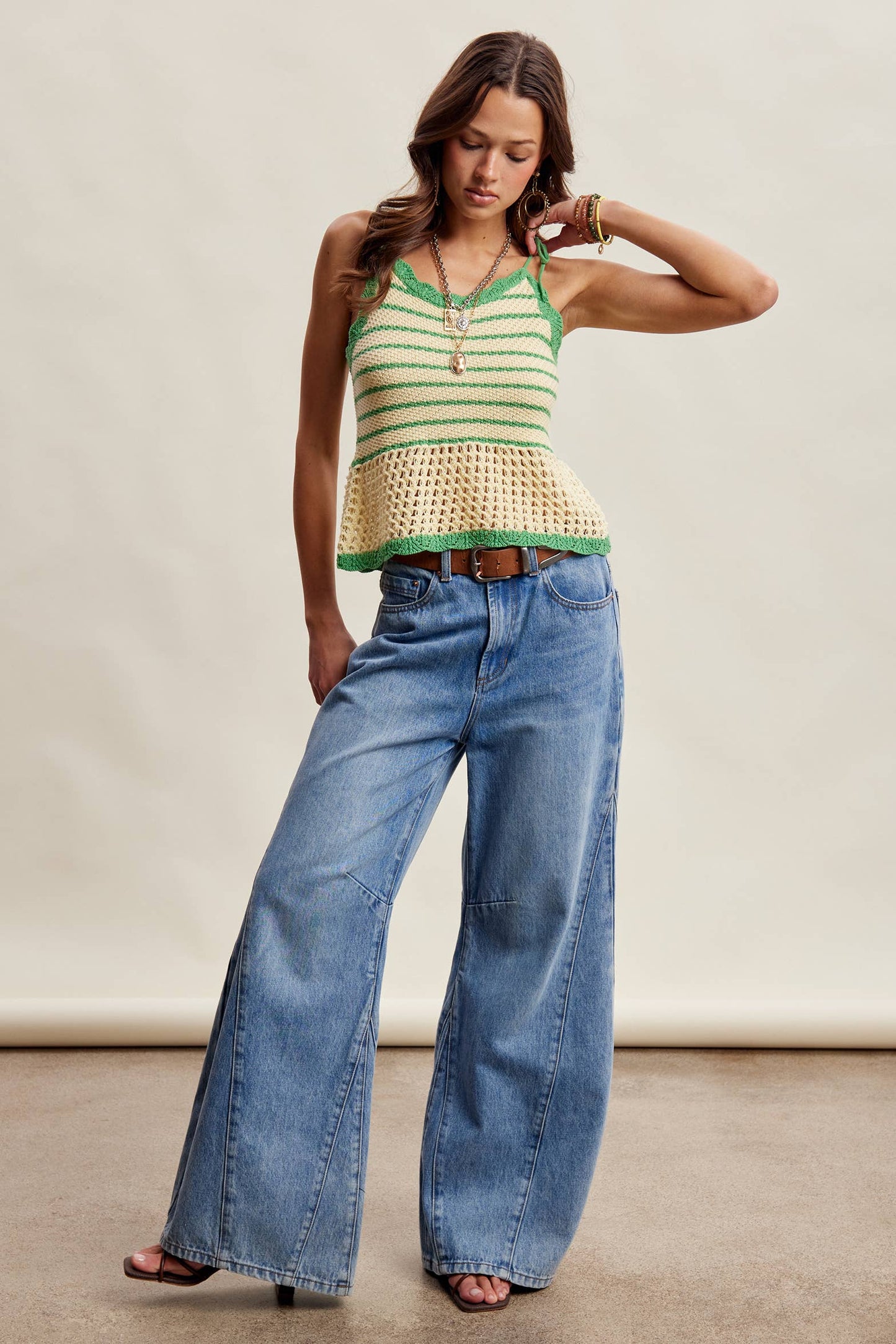 Striped Crochet Knit Tank