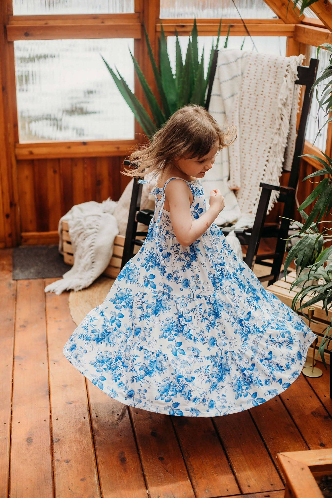Girls Summer Blue Floral Milk Silk Soft Dress