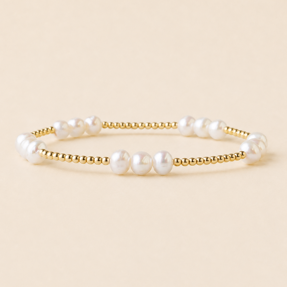 Gold Plated Trio Pearl Stretch Bracelet