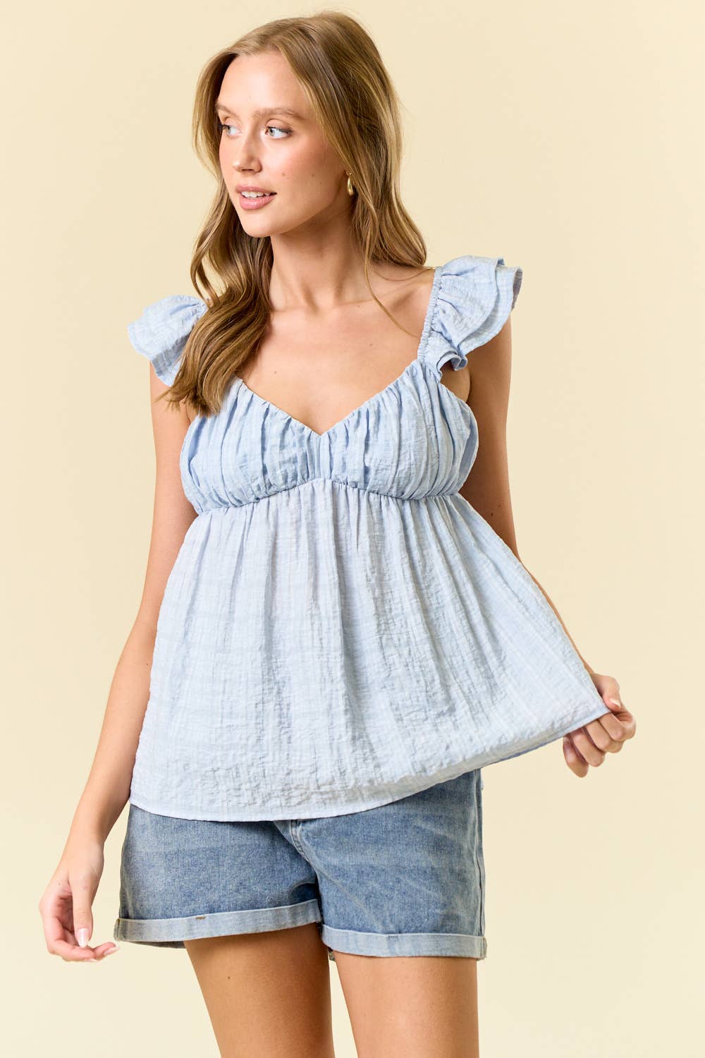 Sweetheart Neckline Ruffled Strap Babydoll Top