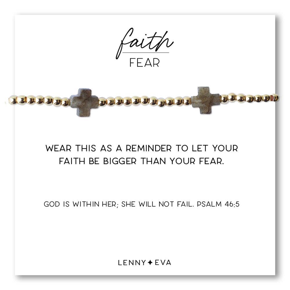 Faith Over Fear Combo: Bracelet-Moonstone Gems