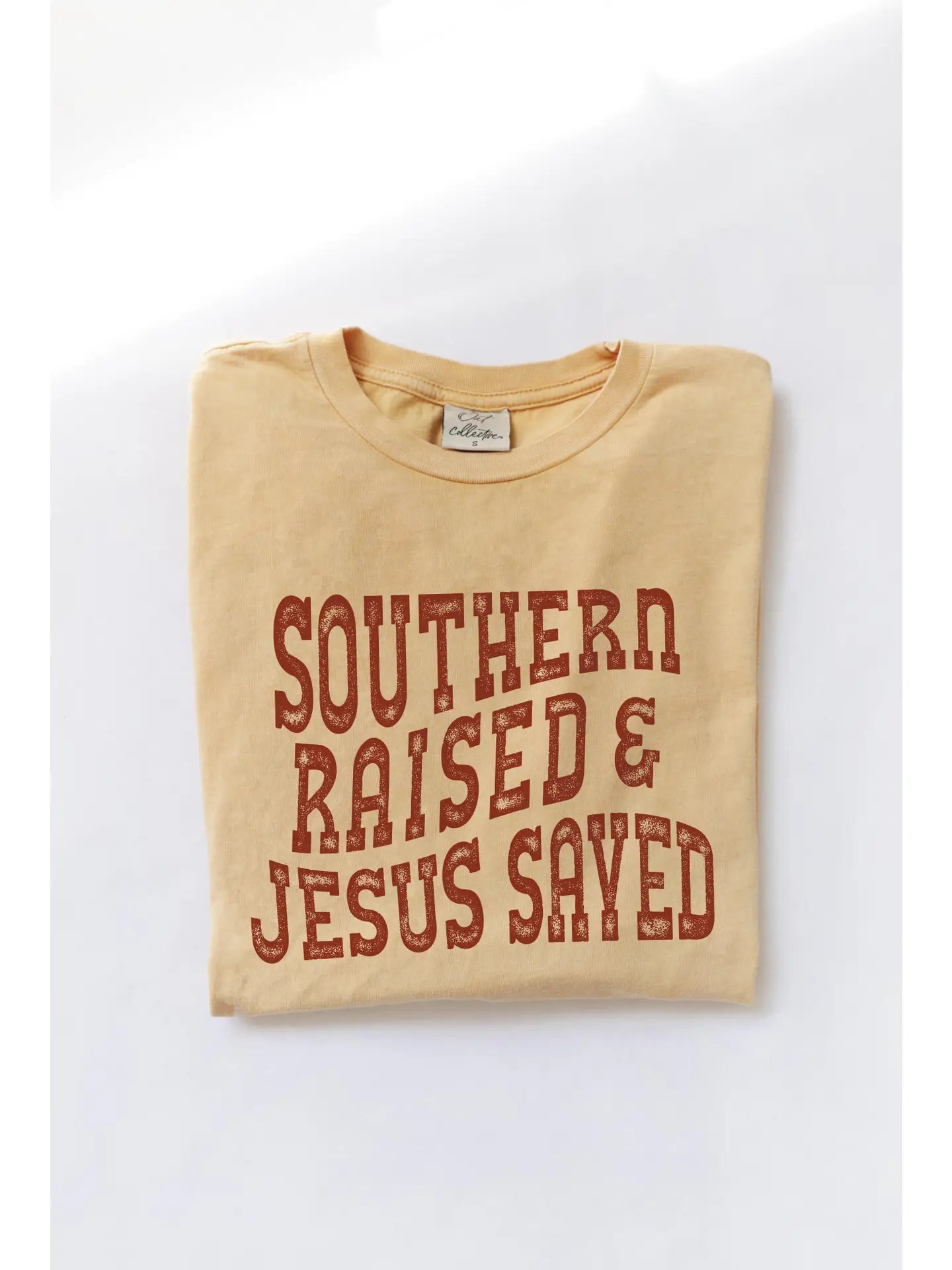 SOUTHERN RAISED & JESUS SAVED Mineral Washed Graphic Top