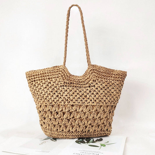 Hollow Woven Straw Shopping Beach Bag
