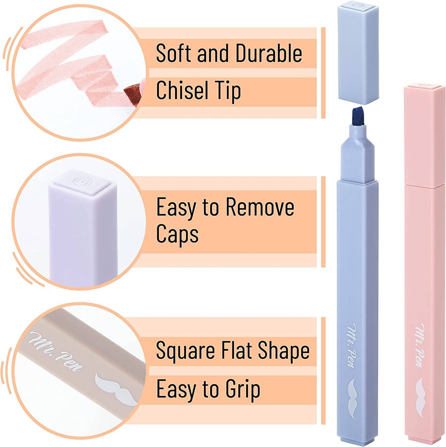 Aesthetic Highlighters, 16 pcs, Chisel Tip, Morandi