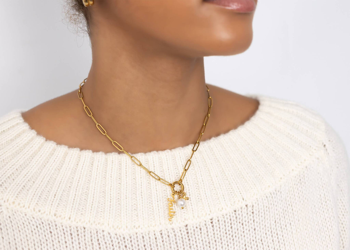Stainless Steel Faith Charm Holder Necklace Gift Set