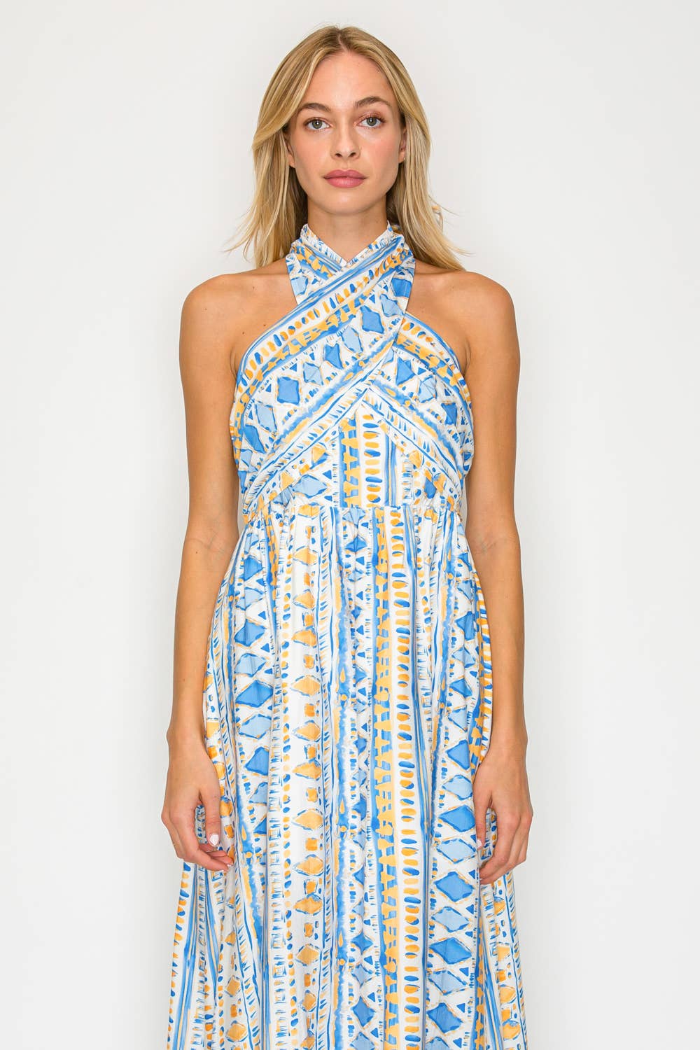 Aegean Rhythm Halter Dress