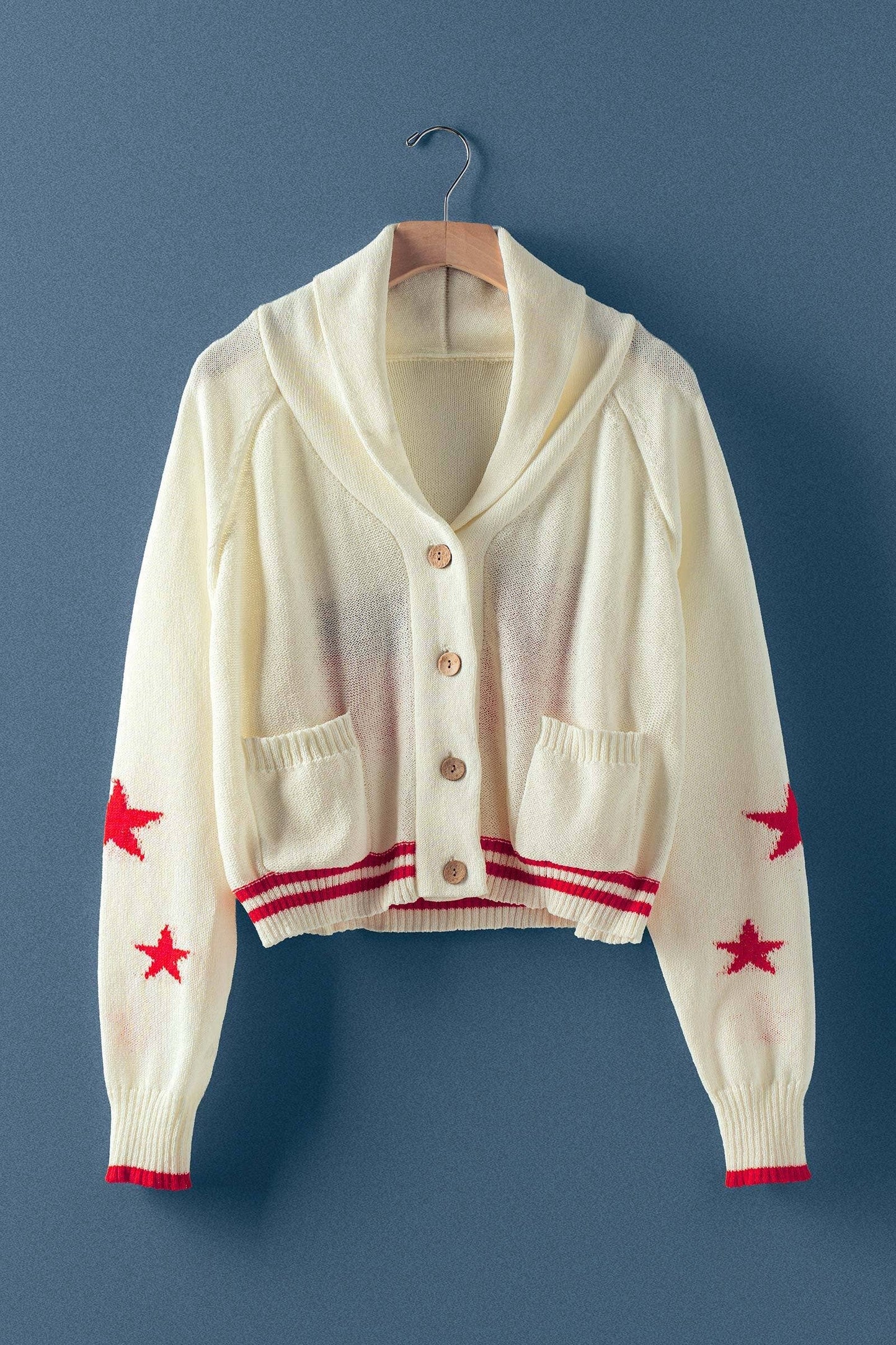 American Flag Star Shawl Collar Cardigan