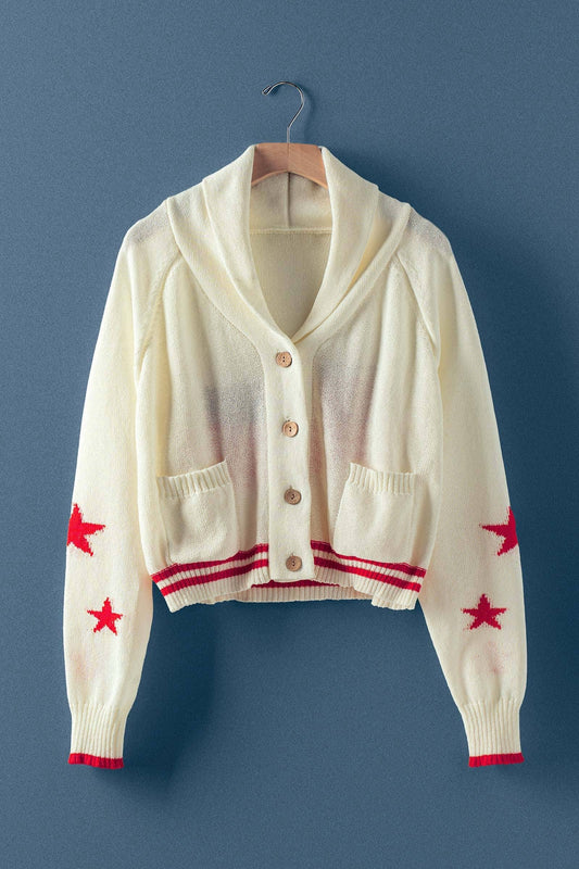American Flag Star Shawl Collar Cardigan