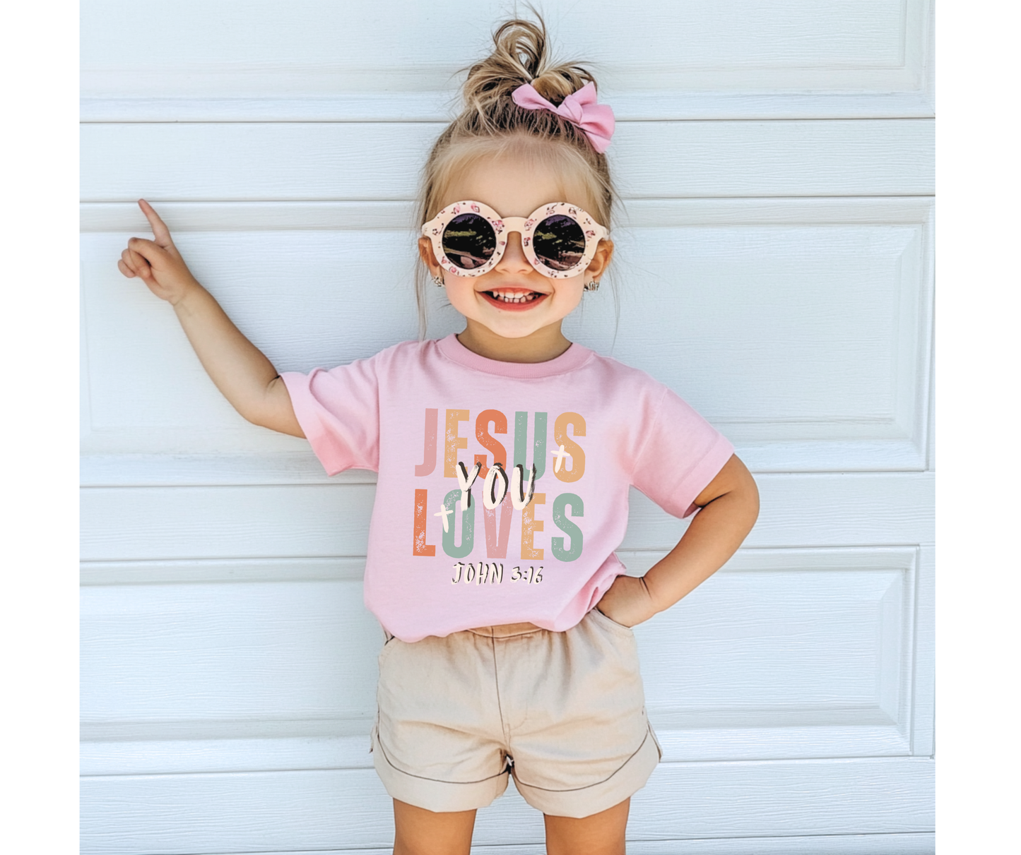 Jesus Loves You Color Block Youth Faith Graphic Tee