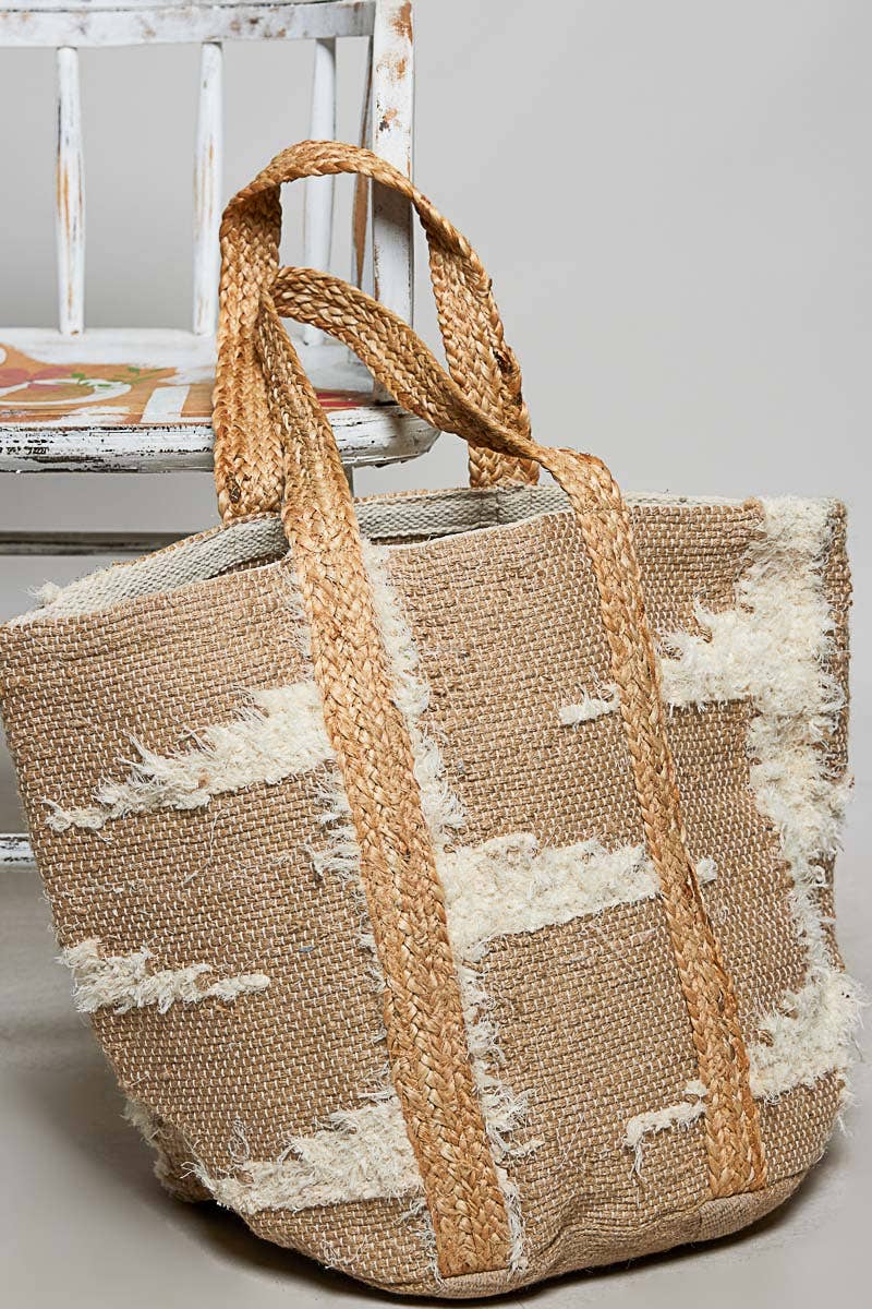 Handwoven Soft Beige Tones Casual Tote Bag