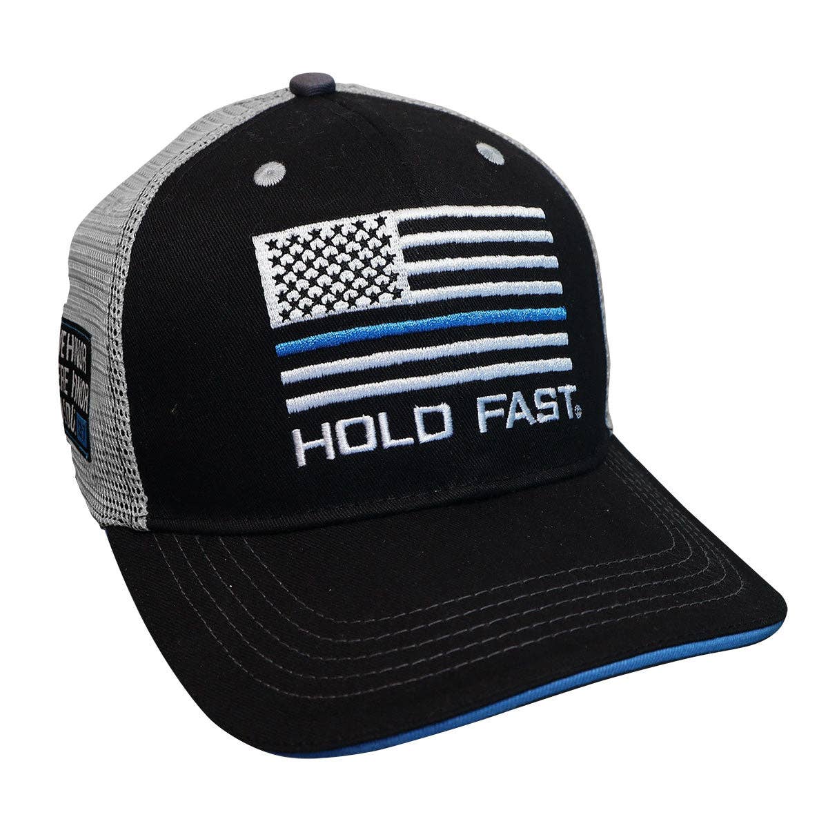 HOLD FAST Mens Cap Police Flag: Black/Blue/Silver / One Size Fits Most
