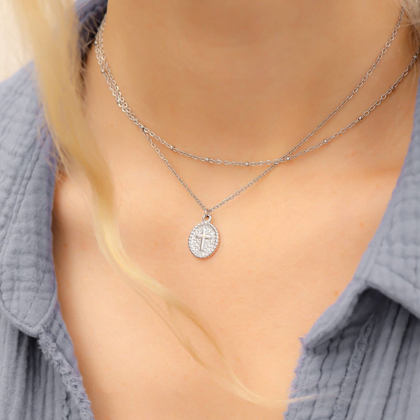 18K Gold PVD Stainless Steel Faith & Love Charm