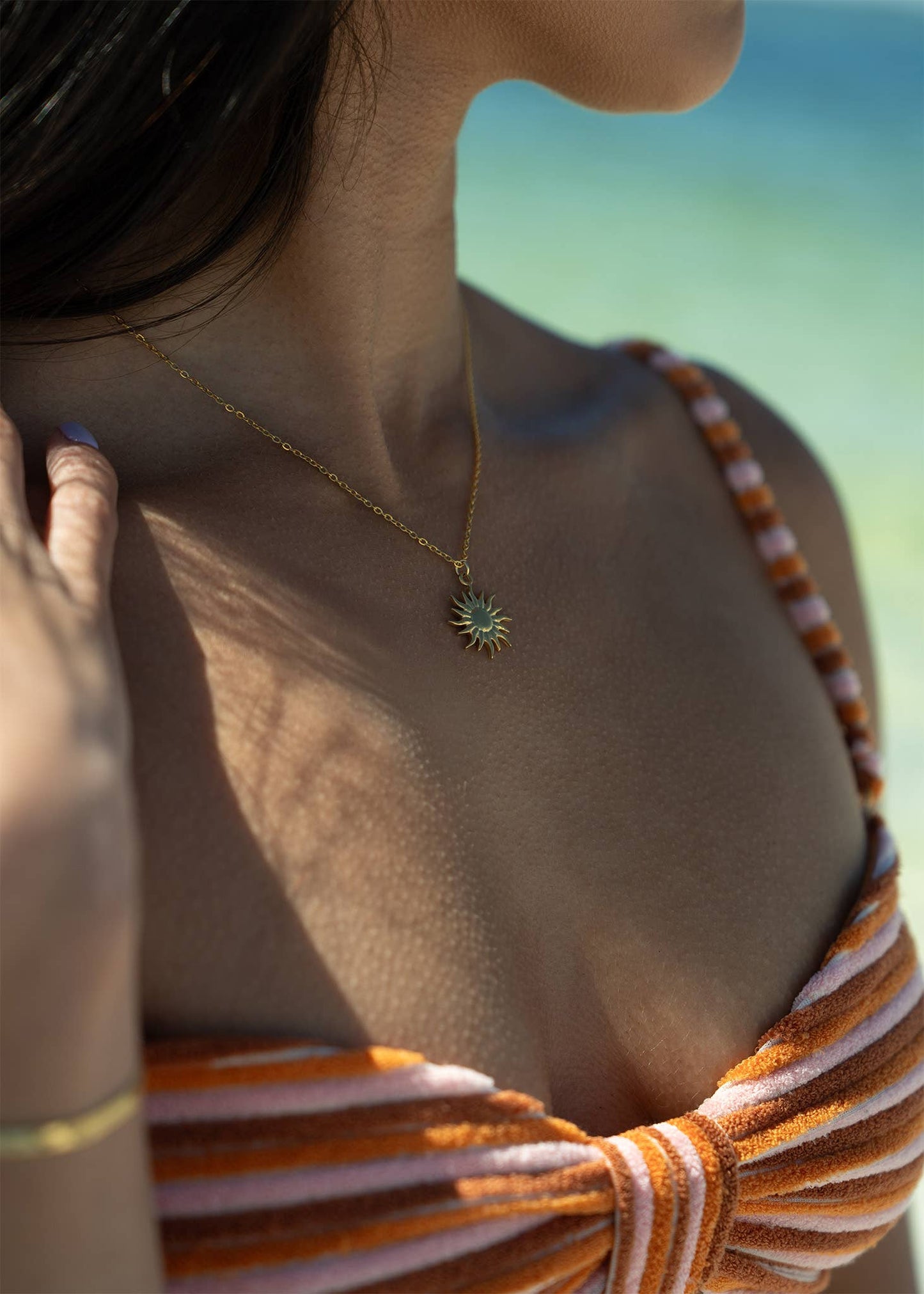 18K Gold Stainless Steel Mystic Sun Charm: Gold