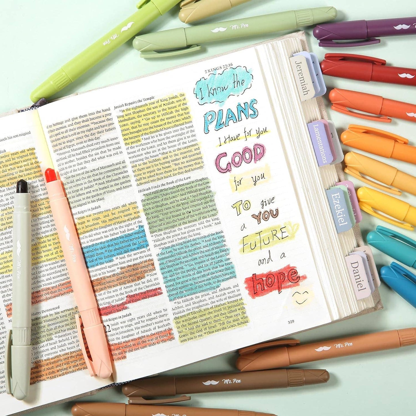 16 Pack Assorted Colors Bible Highlighters, No Bleed