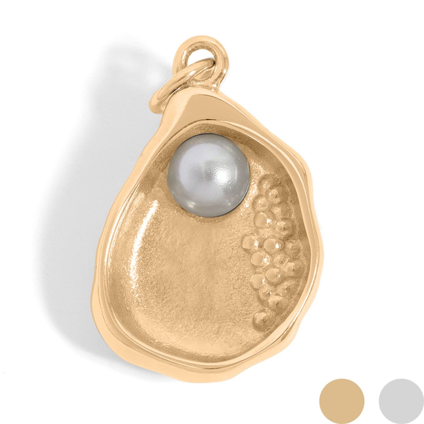 18K Gold PVD Stainless Steel Shell Charm with Pearl