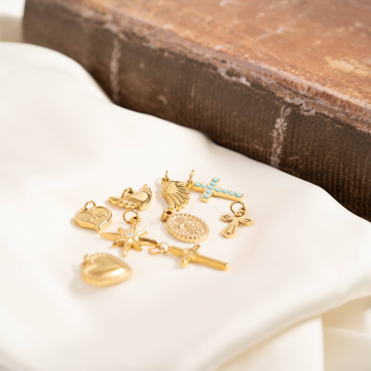 18K Gold PVD Stainless Steel Faith & Love Charm