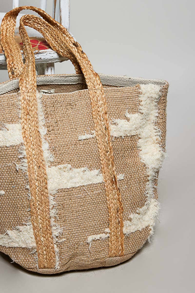 Handwoven Soft Beige Tones Casual Tote Bag
