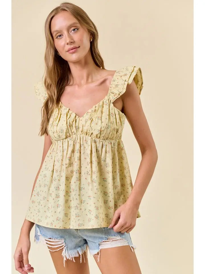 Sweetheart Neckline Ruffled Strap Babydoll Top