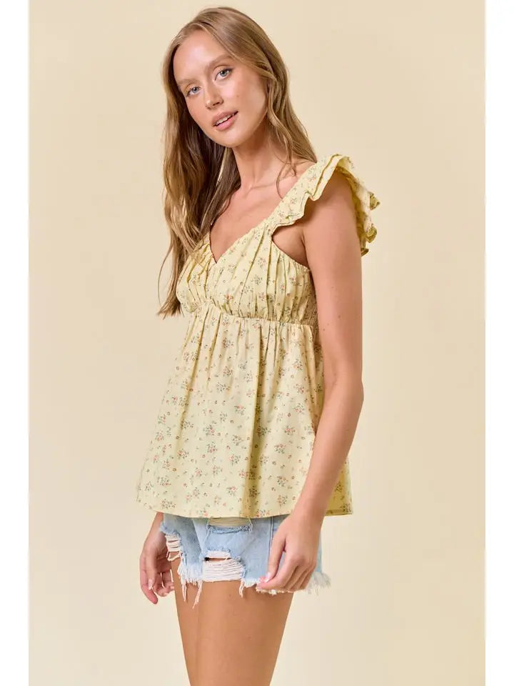 Sweetheart Neckline Ruffled Strap Babydoll Top