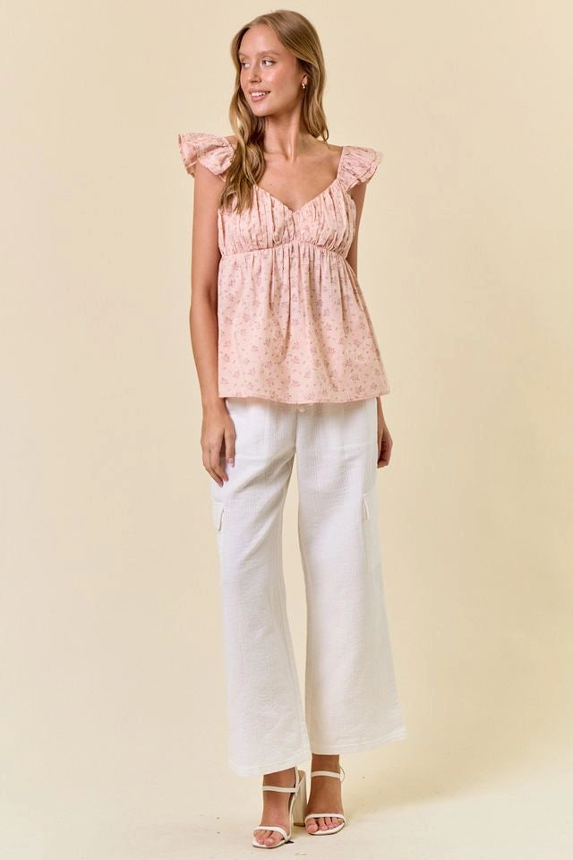 Sweetheart Neckline Ruffled Strap Babydoll Top